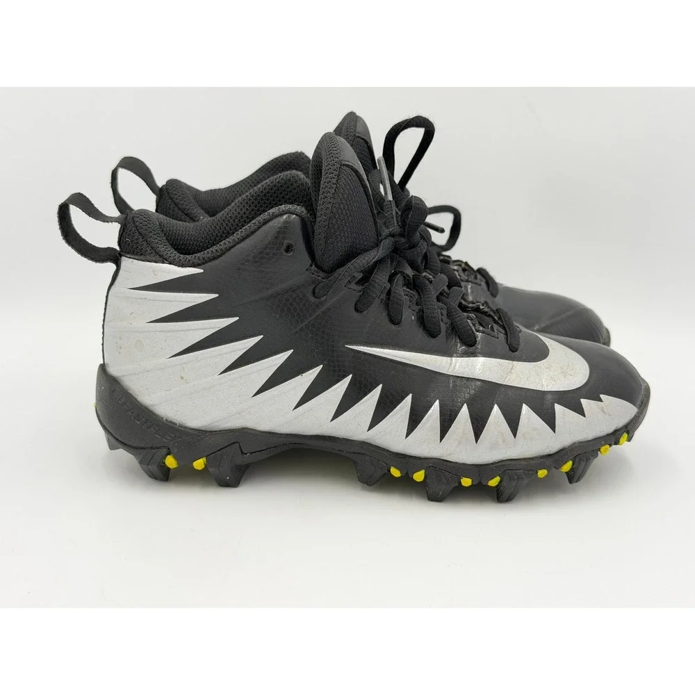 Nike Alpha Menace Shark Football Cleats Kids 1.5Y Black Silver Athletic Shoes